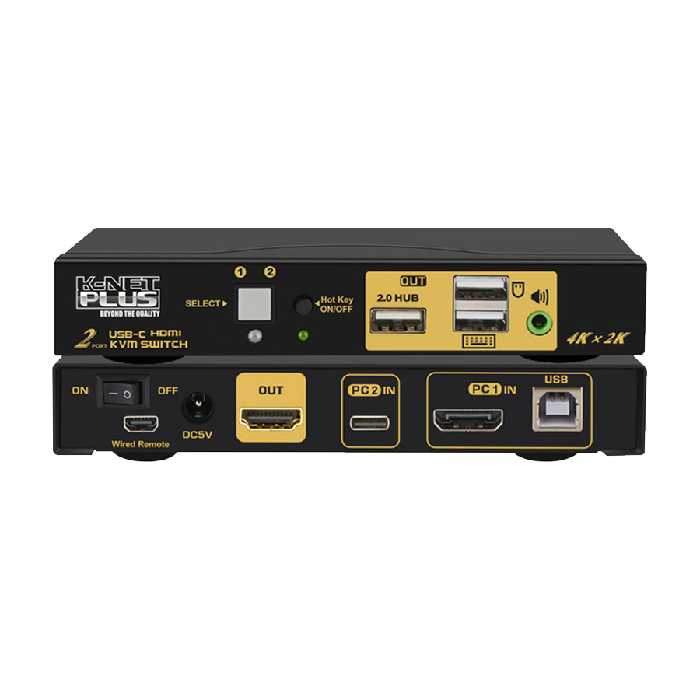 سوئیچ کی وی ام 2 پورت Type-C و HDMI کی نت پلاس مدل KP-SWKCHD02