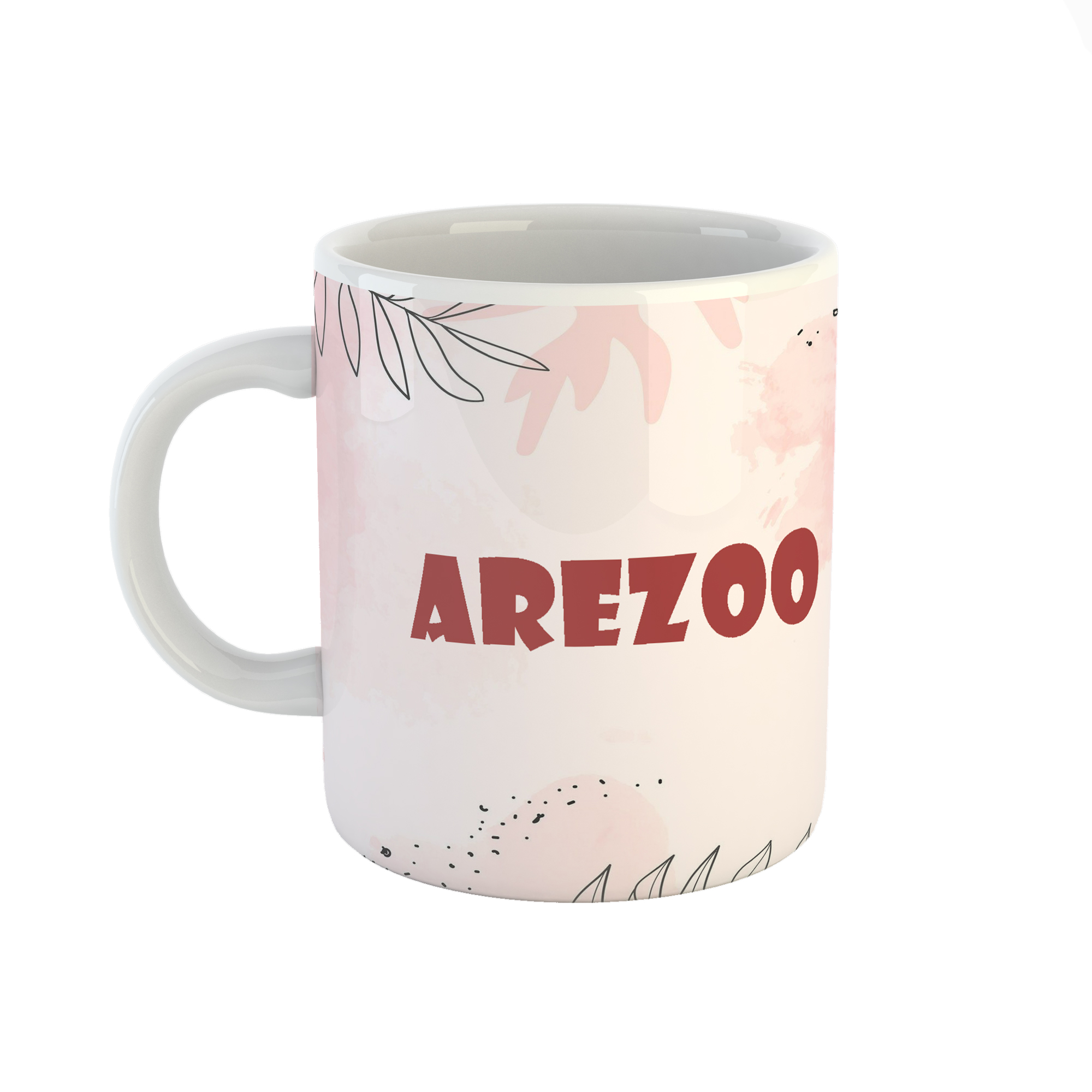 ماگ طرح اسم آرزو مدل برگ کد 207