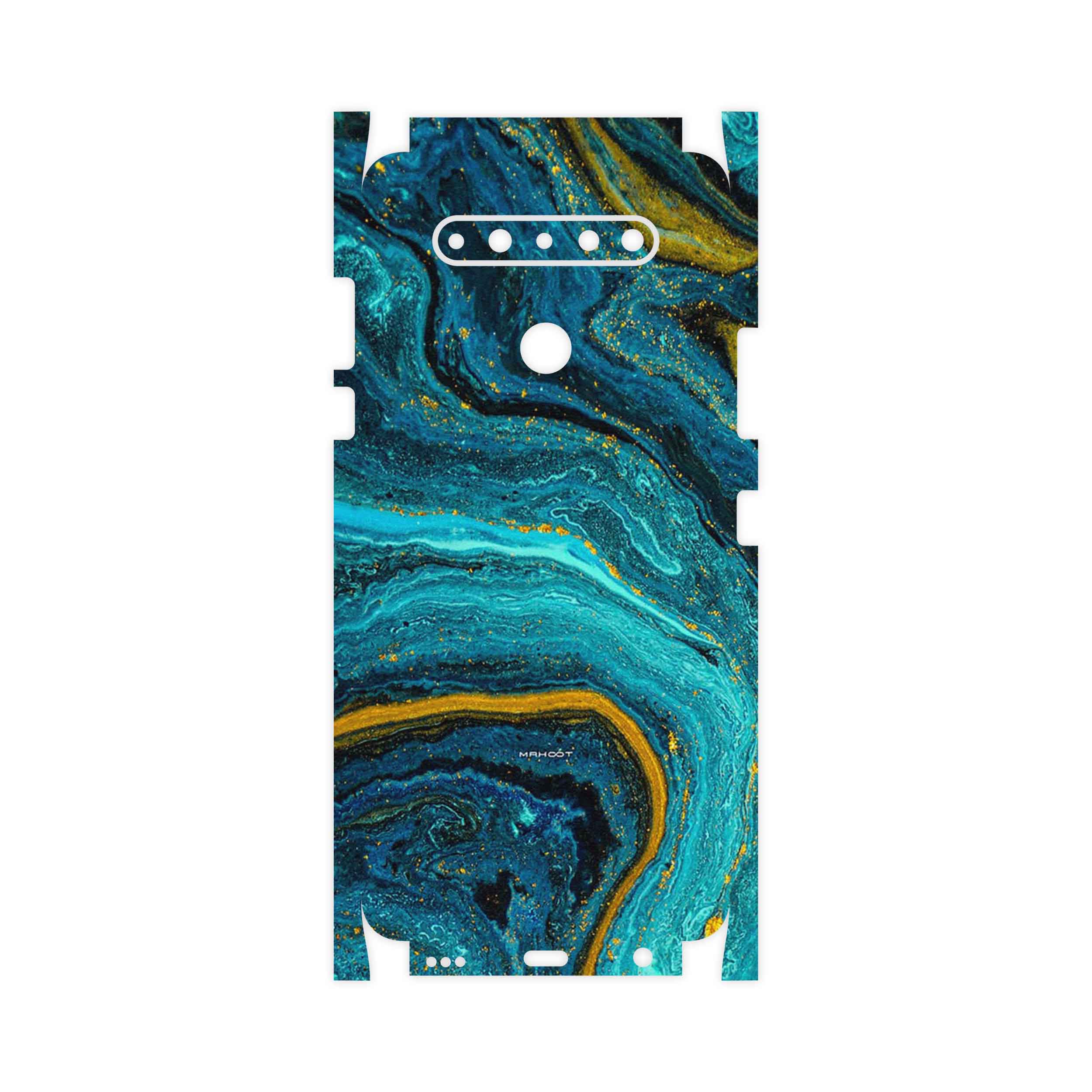 برچسب پوششی ماهوت مدل Turquoise marblewith golden streaks-FullSkin مناسب برای گوشی موبایل ال جی K51s