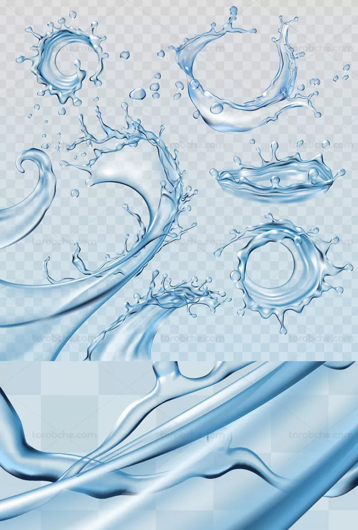 وکتور پاشیده شدن قطرات آب در مدل های مختلف - گرافیک با طعم تربچه