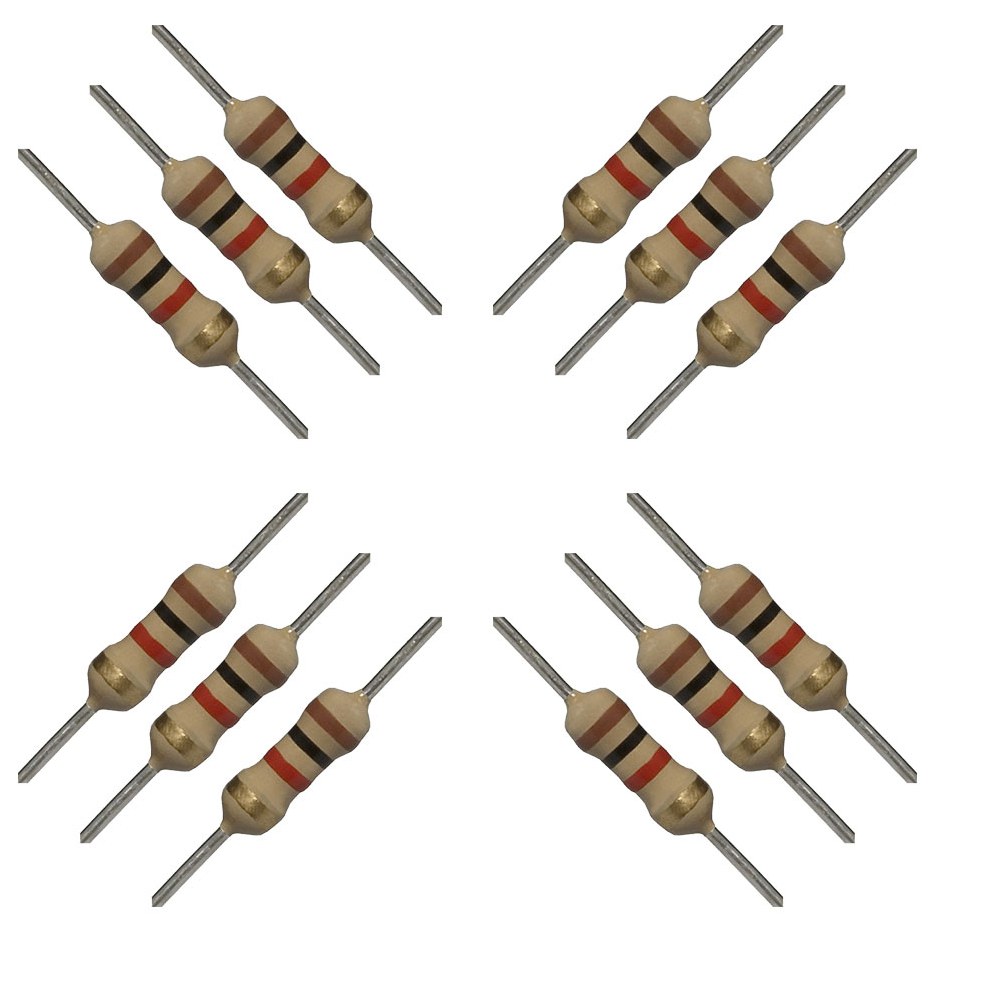 مقاومت یک کیلو اهم 2وات - 1K-2W بسته 12 عددی -مصارف خانگی و صنعتی