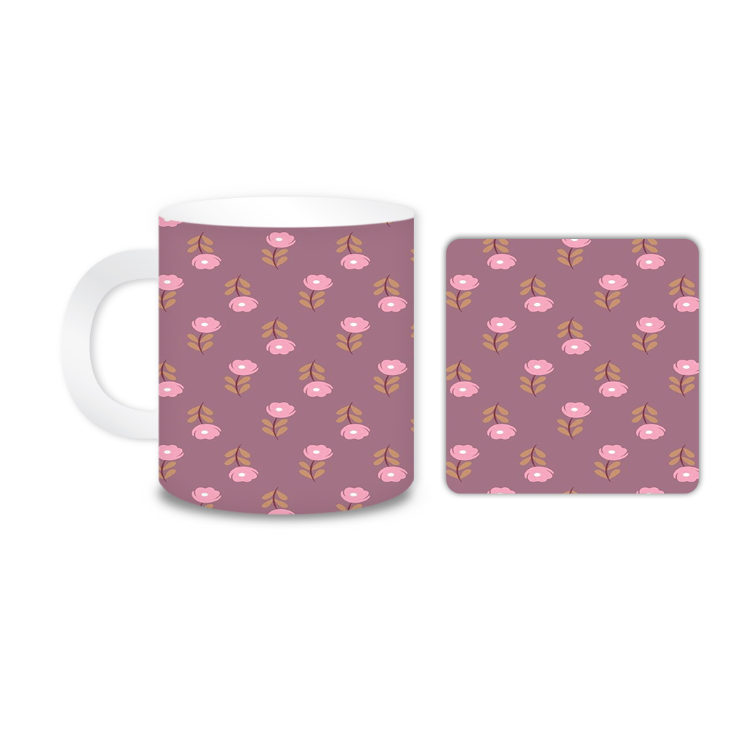 ماگ مدل گل کد 1330 به همراه زیر لیوانی