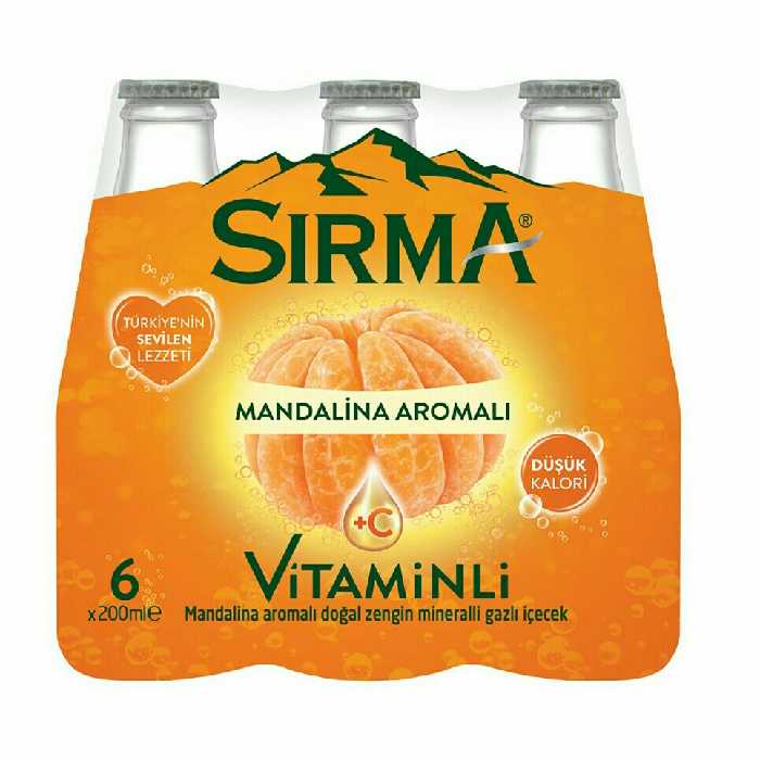 نوشیدنی ویتامینه گازدار   نارنگی سیرما ترکیه  پک 6تایی  