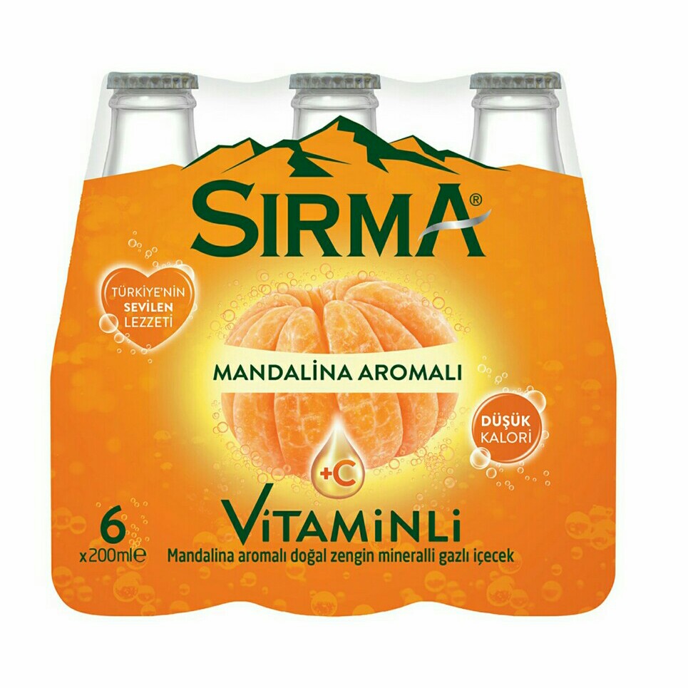 نوشیدنی ویتامینه گازدار   نارنگی سیرما ترکیه  پک 6تایی  