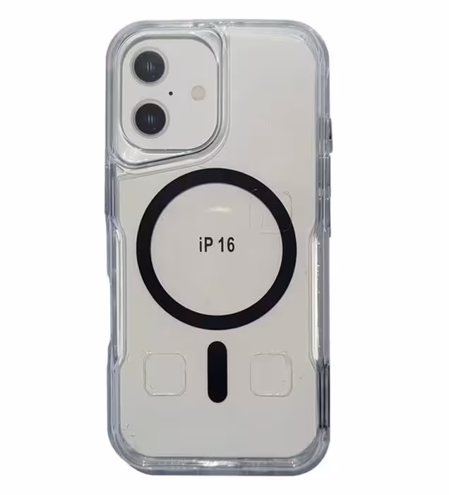 قاب گوشی مگ سیف شفاف دکمه طرح فلزی برای گوشی آیفون iPhone 16