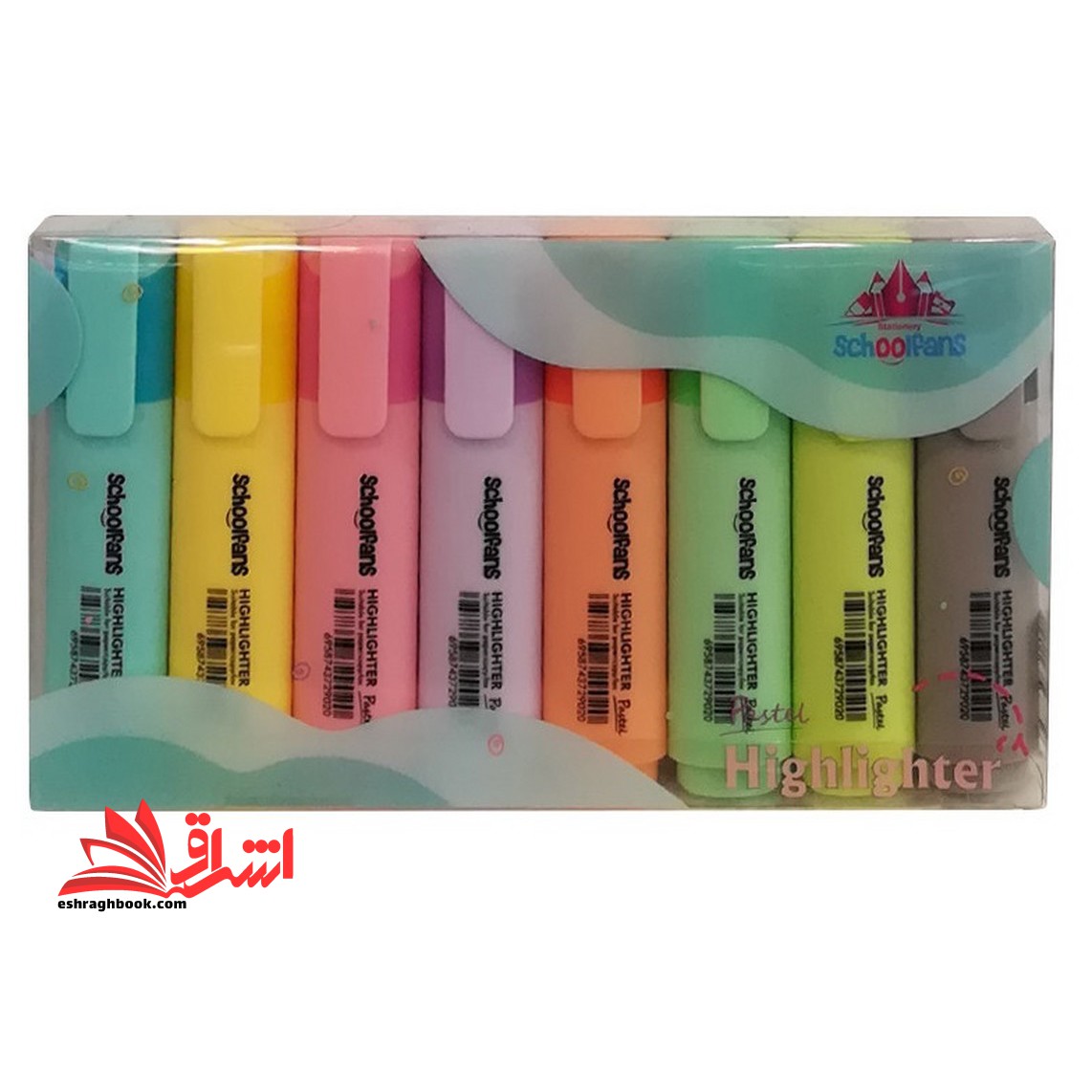 ماژیک هایلایتر علامت گذار اسکول فنس مدل pastel کد 154848 بسته 8 عددی - فروشگاه کتاب اشراق