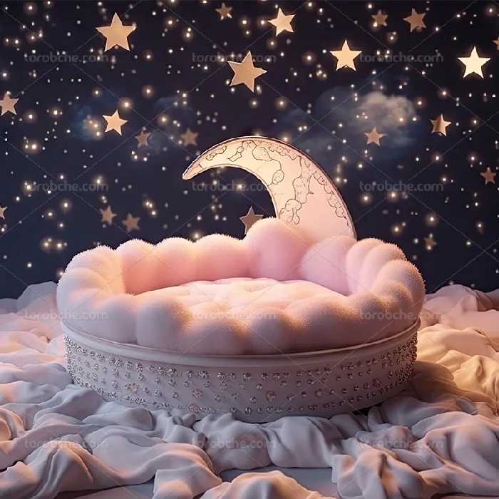 بک دراپ کودک با ماه و ستاره | گرافیک با طعم تربچه