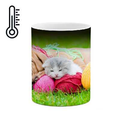 ماگ حرارتی طرح توله گربه و توله سگ  مدل mgph14140