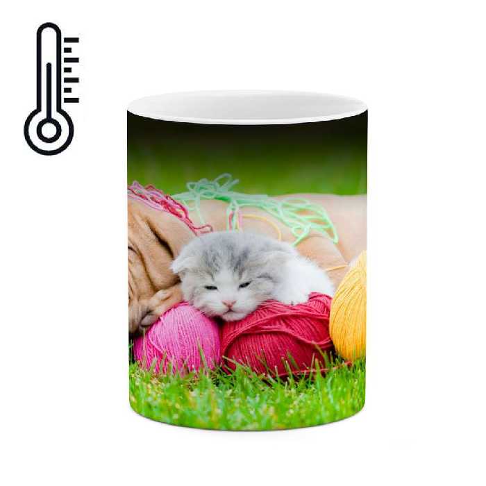 ماگ حرارتی طرح توله گربه و توله سگ  مدل mgph14140