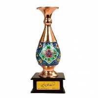 تندیس گلدان 16 مس و پرداز نقاشی پایه دار برای هدیه و یاد بود و دکوری و کادویی صنایع دستی سایروس تندیس 