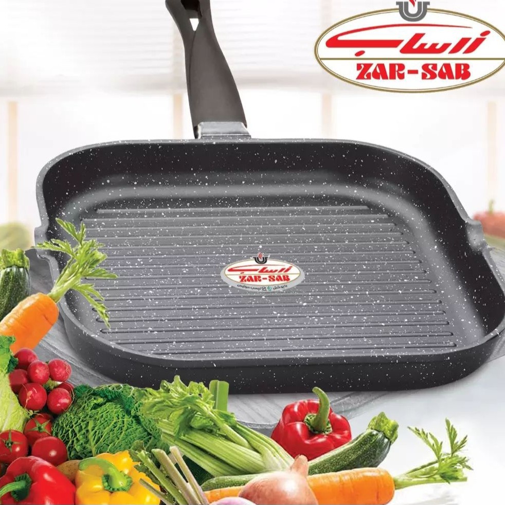 تابه گریل چدن گرانیت مربعی زرساب