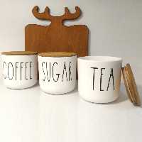 بانکه سرامیکی درب چوبی واشر دار (3 عددی)