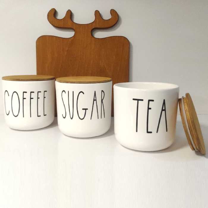 بانکه سرامیکی درب چوبی واشر دار (3 عددی)