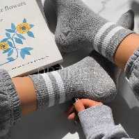 جوراب ساقدار 2خط طوسی روشن اسپرت فری سایز