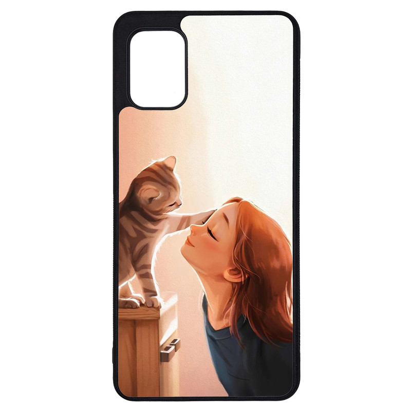 کاور طرح دختر و گربه کد G-151 مناسب برای گوشی موبایل سامسونگ Galaxy A31 | دیجی قاب دونی