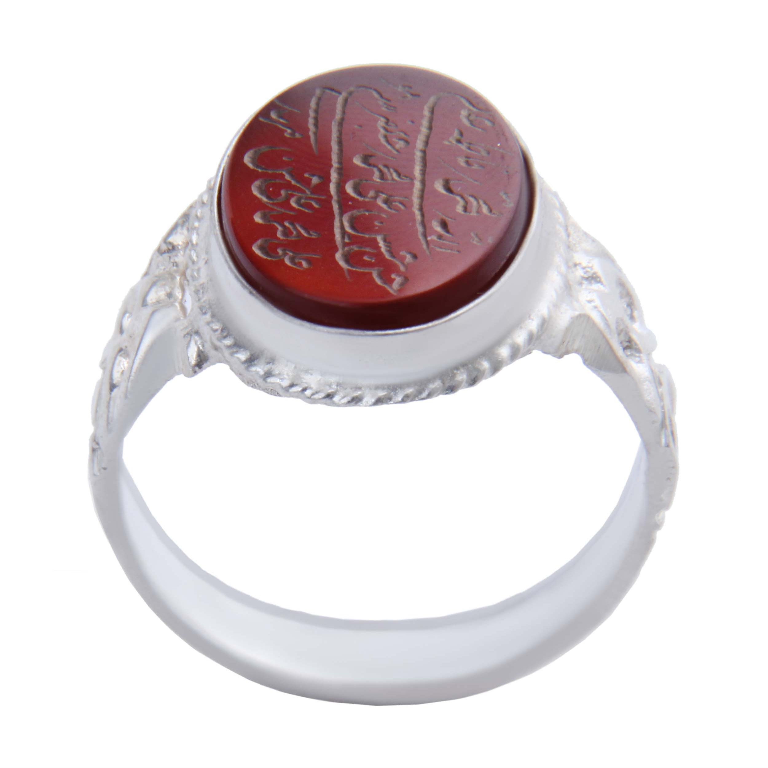 انگشتر نقره مردانه بازرگانی میلادی مدل سنگ عقیق رکاب سیلندری کد AM5003