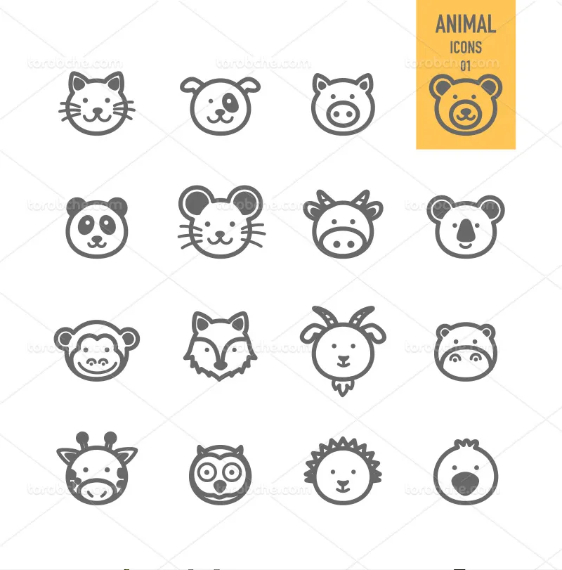 وکتور آیکون حیوانات | گرافیک با طعم تربچه