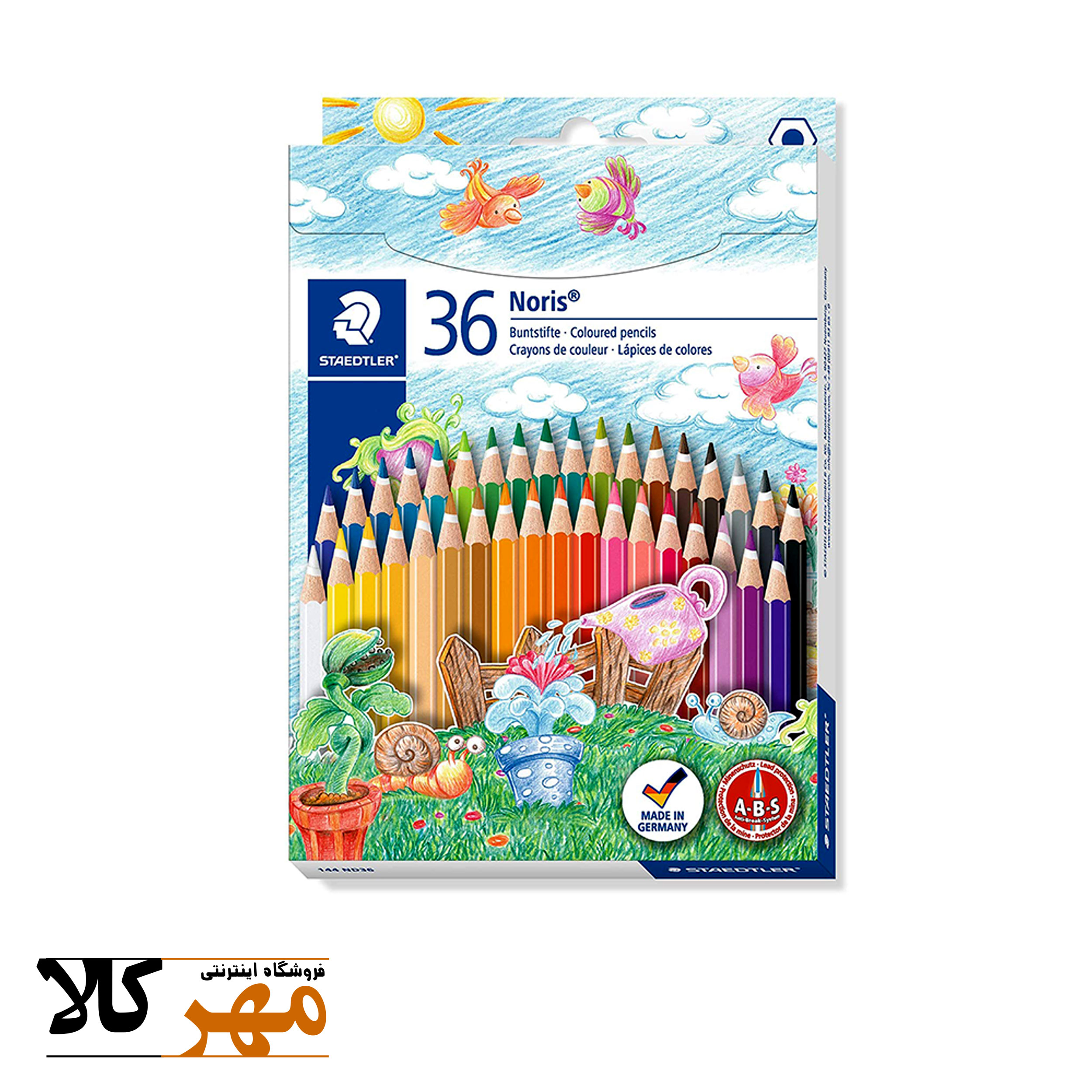 مداد رنگی 36 رنگ STAEDTLER مدل نوریس جعبه مقوایی کد 144ND36