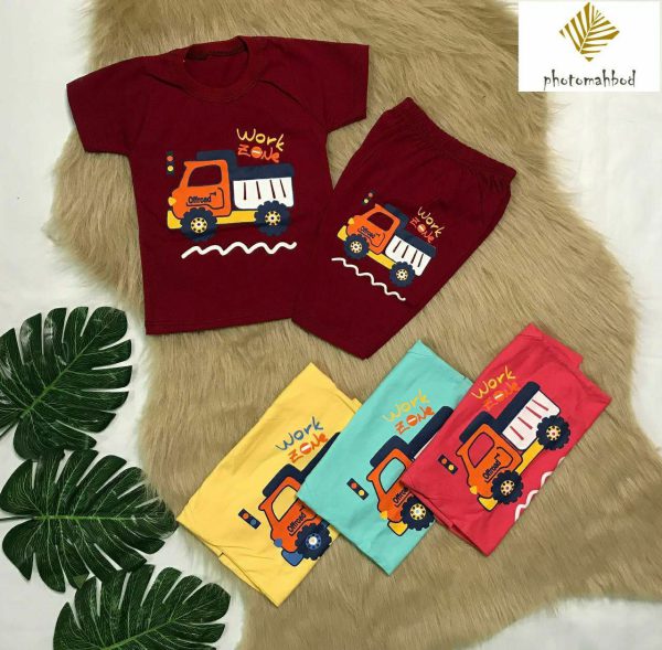 تیشرت شلوارک پسرانه نوزادی طرح ماشین