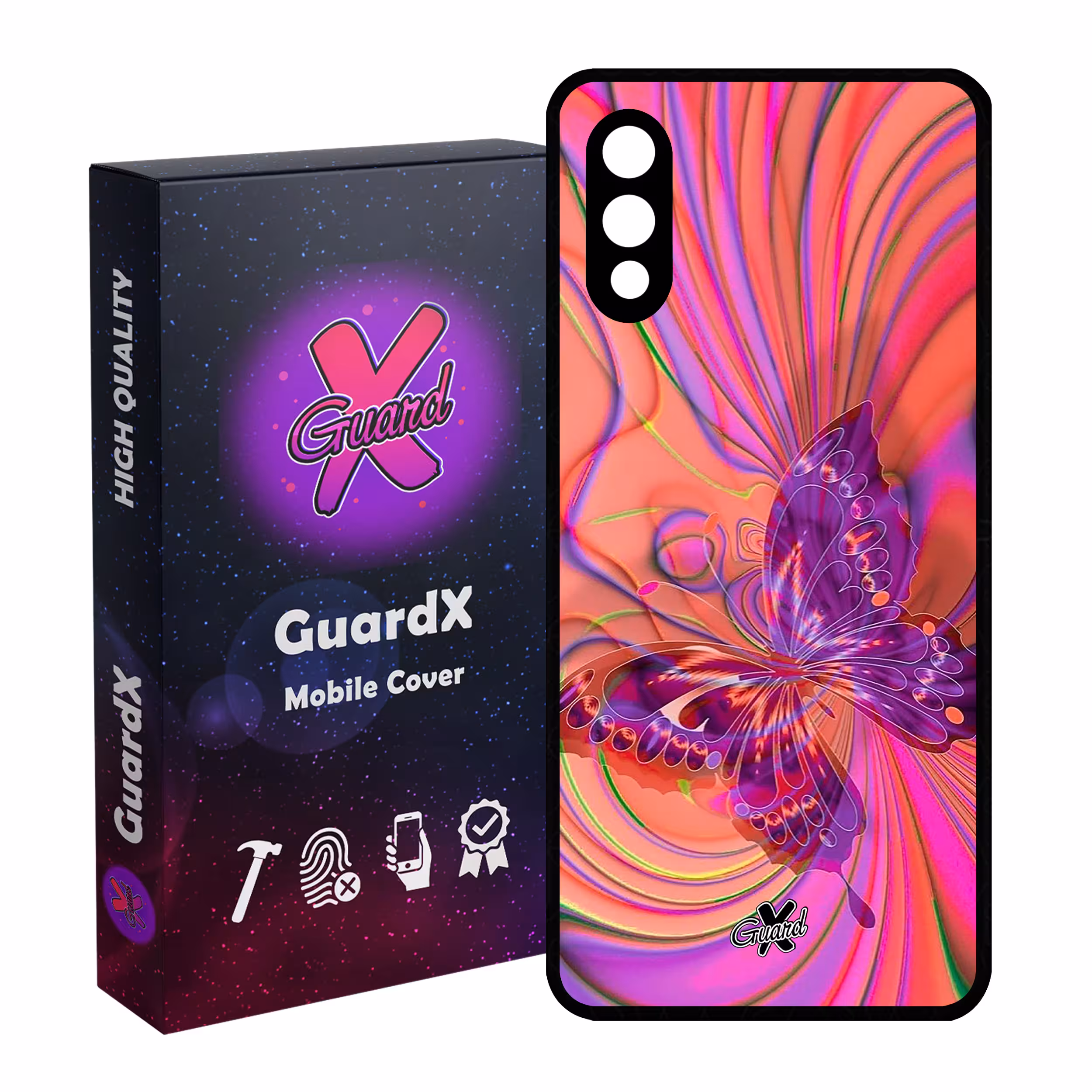 کاور گارد ایکس طرح پروانه مدل Glass10280 مناسب برای گوشی موبایل سامسونگ Galaxy A02 / M02