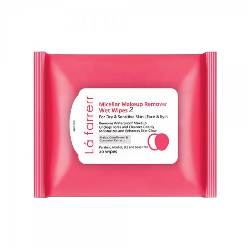 دستمال مرطوب آرایش پاک کن مناسب پوست خشک و حساس 2 La Farrerr حجم 20عددی