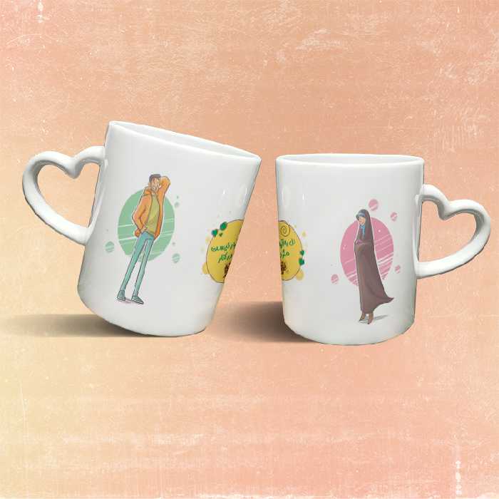 ماگ مدل دسته قلبی طرح عاشقانه کد 342