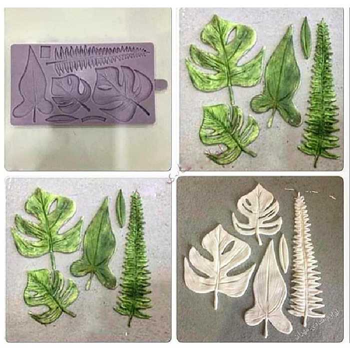 قالب فوندانت نگین مدل برگ استوایی