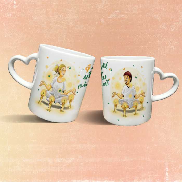 ماگ مدل دسته قلبی طرح عاشقانه کد 200