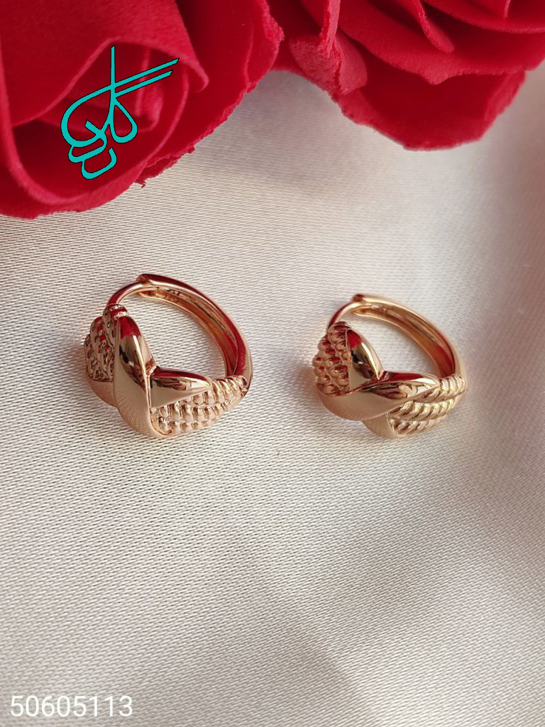 خرید گوشواره حلقه ای طلایی و نقره ای کد 1615005 - ردگل