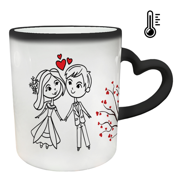 ماگ حرارتی مدل دسته قلبی طرح عاشقانه کد 137