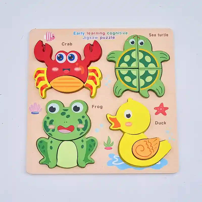 پازل چوبی جاگذاری طرح حیوانات دوزیست کد P/6509/C