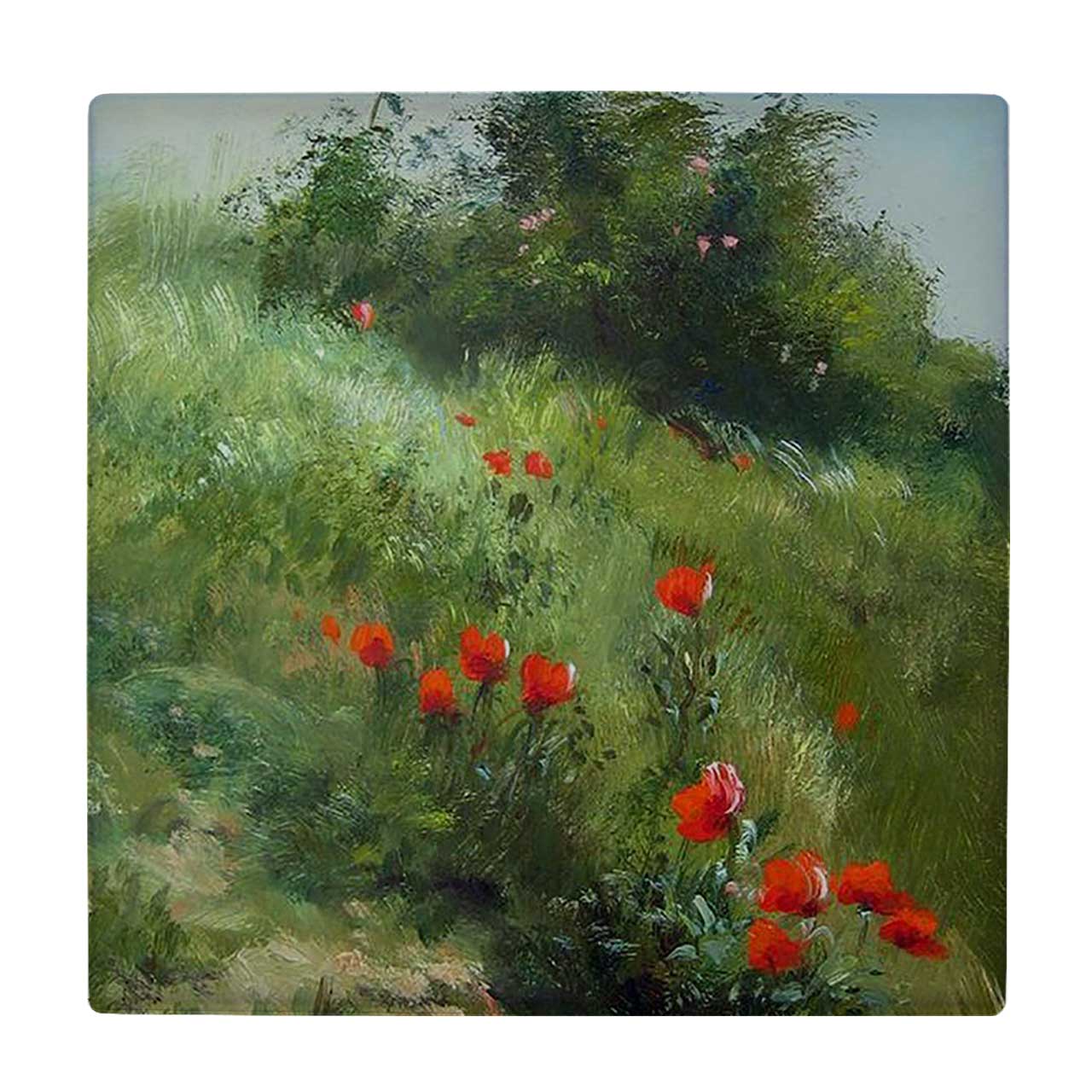  کاشی کارنیلا طرح نقاشی چمنزار و گل ها کد wkk1857