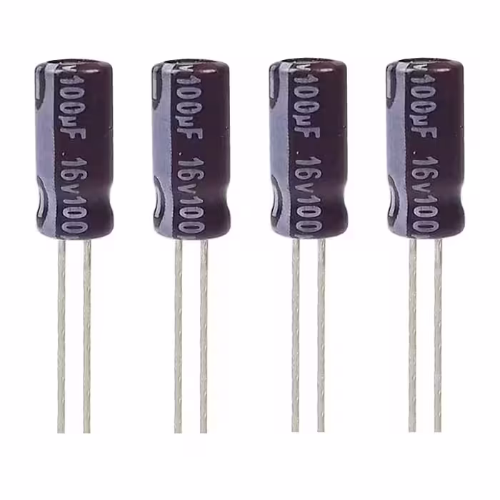 خازن الکترولیت 100 میکروفاراد 16ولت آکسبوم مدل TEC 10116 بسته 4 عددی