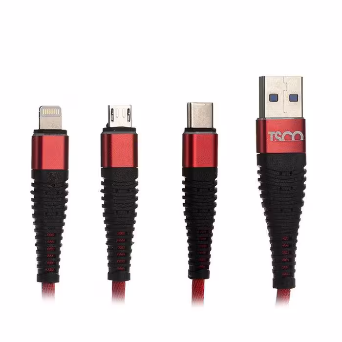 کابل تبدیل USB-C به لایتنینگ و microUSB تسکو مدل TC A33 طول 1.20 متر