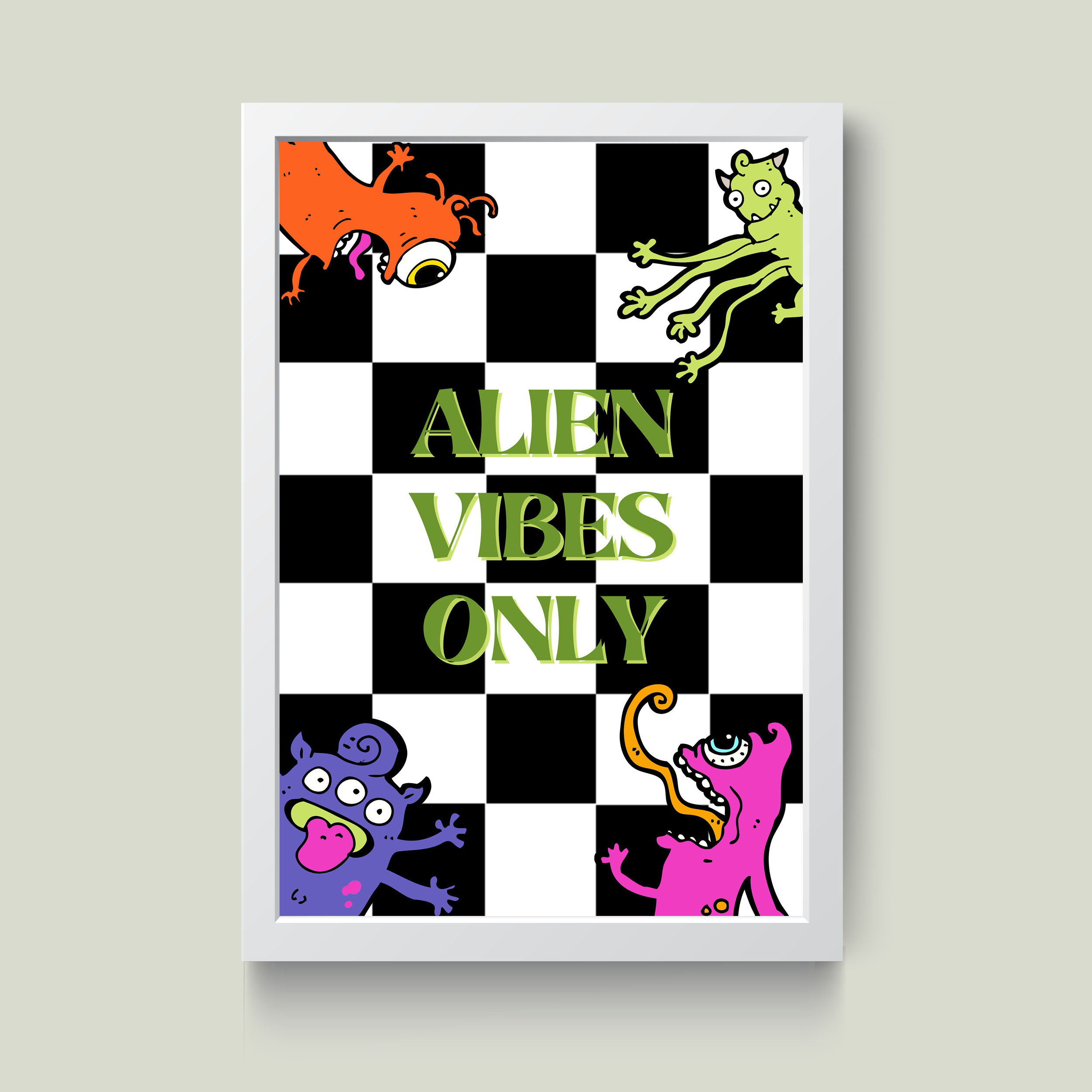 تابلو مدل Alien Vibes only کد S1501-w