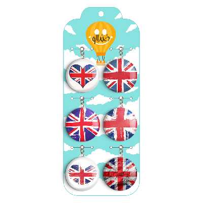 جاکلیدی خندالو مدل پرچم انگلیس کد 1205B مجموعه 6 عددی