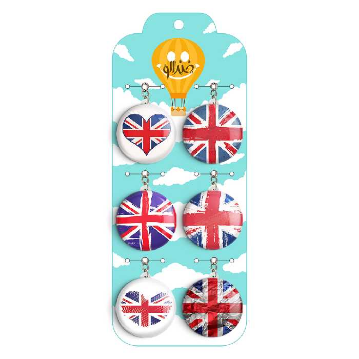 جاکلیدی خندالو مدل پرچم انگلیس کد 1205B مجموعه 6 عددی