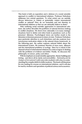 خرید و دانلود نسخه کامل کتاب Rationality and the Analysis of International Conflict