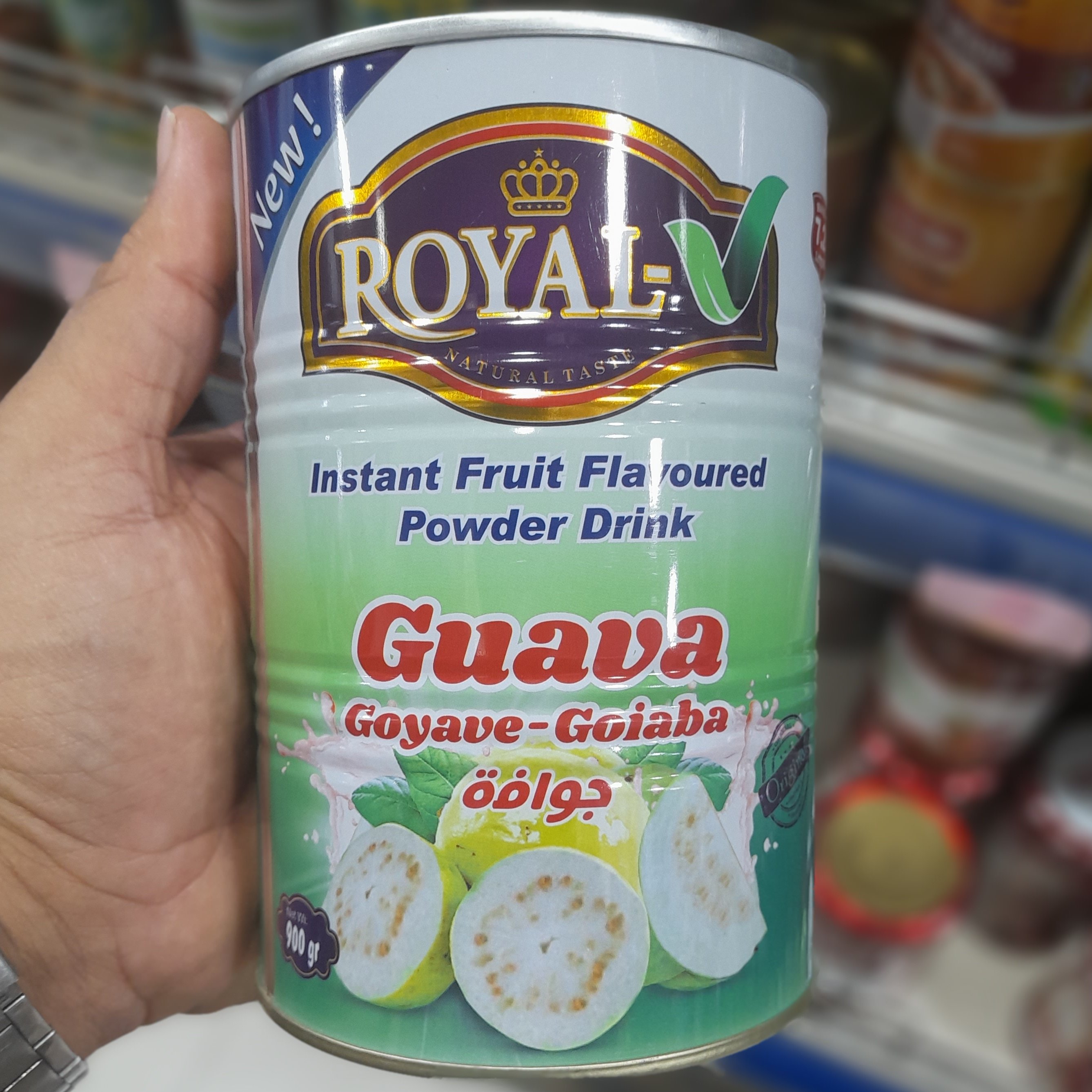 پودر شربت فوری  900 گرمی رویال با طعم  فوق العاده میوه گواوا 