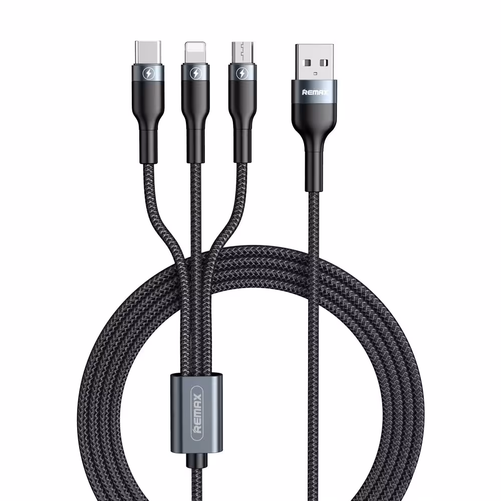کابل تبدیل USB به microUSB / USB-C / لایتنینگ ریمکس مدل RC-070th طول 1.2 متر