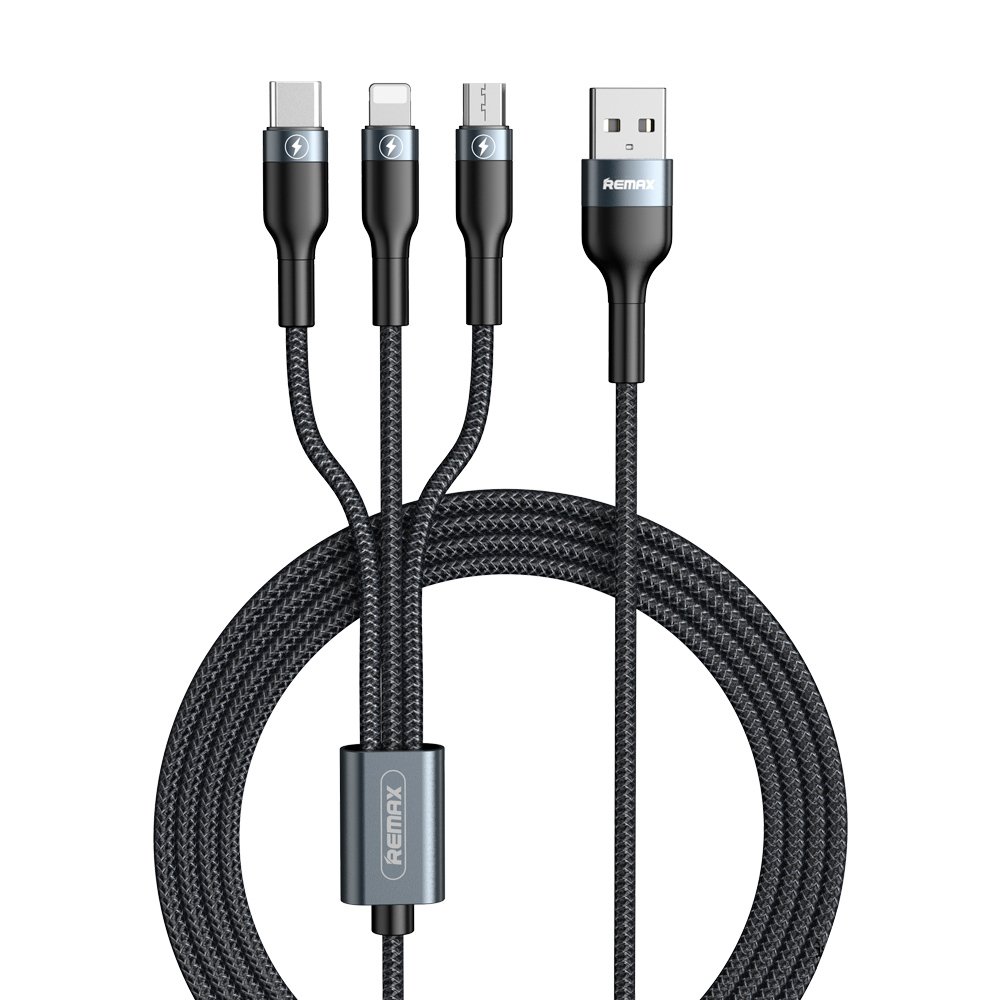 کابل تبدیل USB به microUSB / USB-C / لایتنینگ ریمکس مدل RC-070th طول 1.2 متر