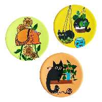 بشقاب دیوارکوب سفالی طرح گربه ها کد D177 مجموعه 3 عددی