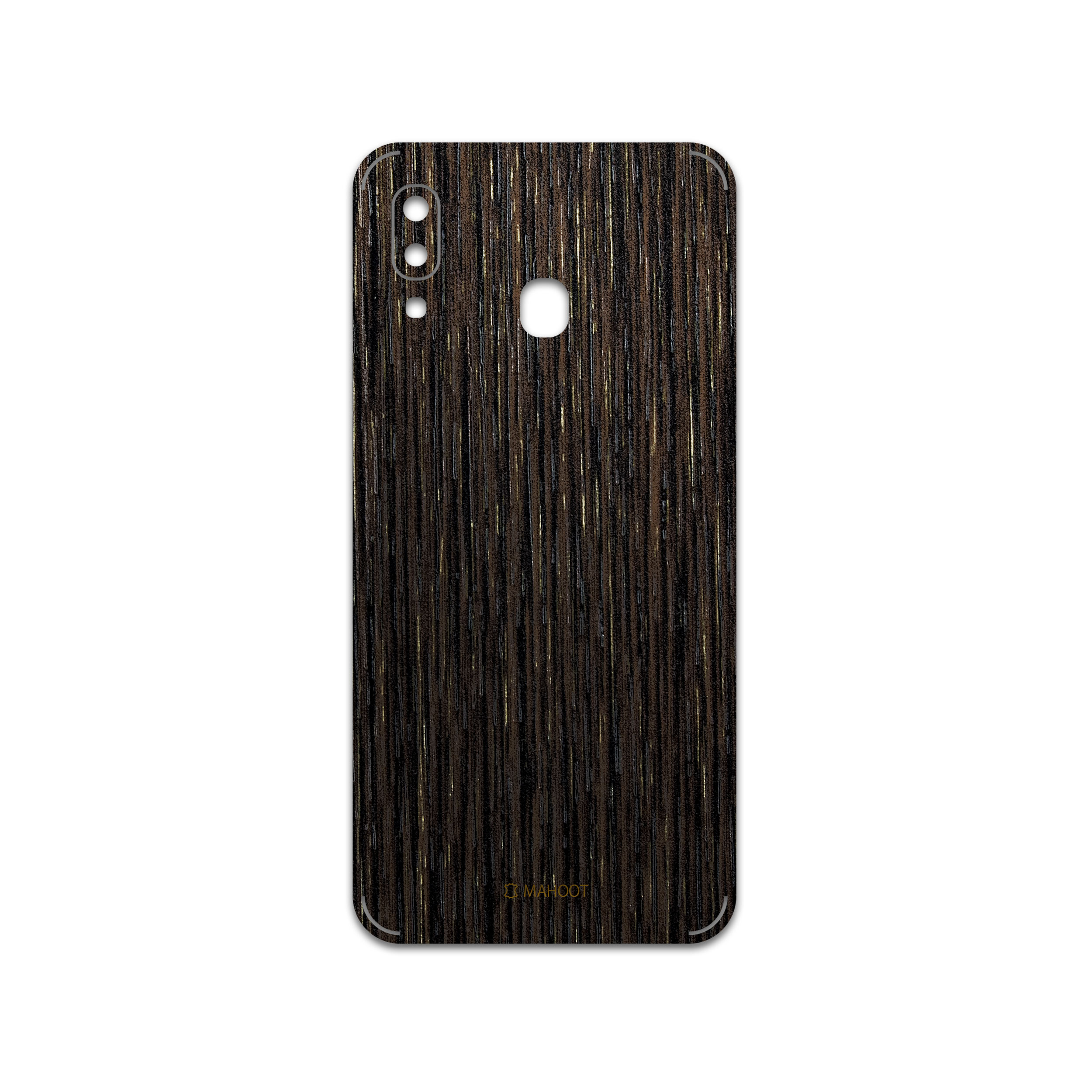 برچسب پوششی ماهوت مدل Dark-Gold-Stripes-Wood مناسب برای گوشی موبایل سامسونگ Galaxy A20