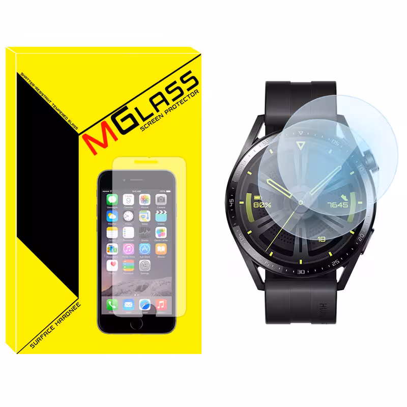 محافظ صفحه نمایش شیشه‌ای ام‌گلس مدل Glass-MG مناسب برای ساعت هوشمند هوآوی Watch GT3 46mm بسته دو عددی | کالا برتری