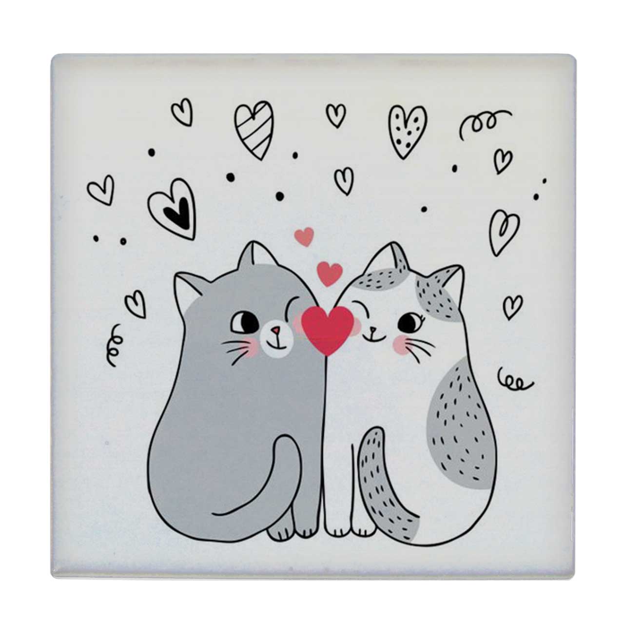  کاشی کارنیلا طرح نقاشی دو گربه کد wkk1388