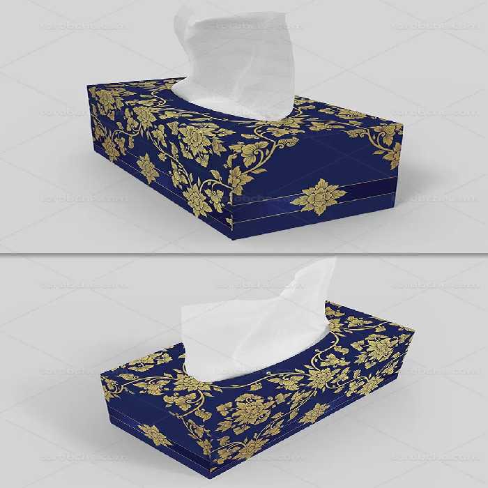 جعبه دستمال کاغذی لوکس آبی | گرافیک با طعم تربچه