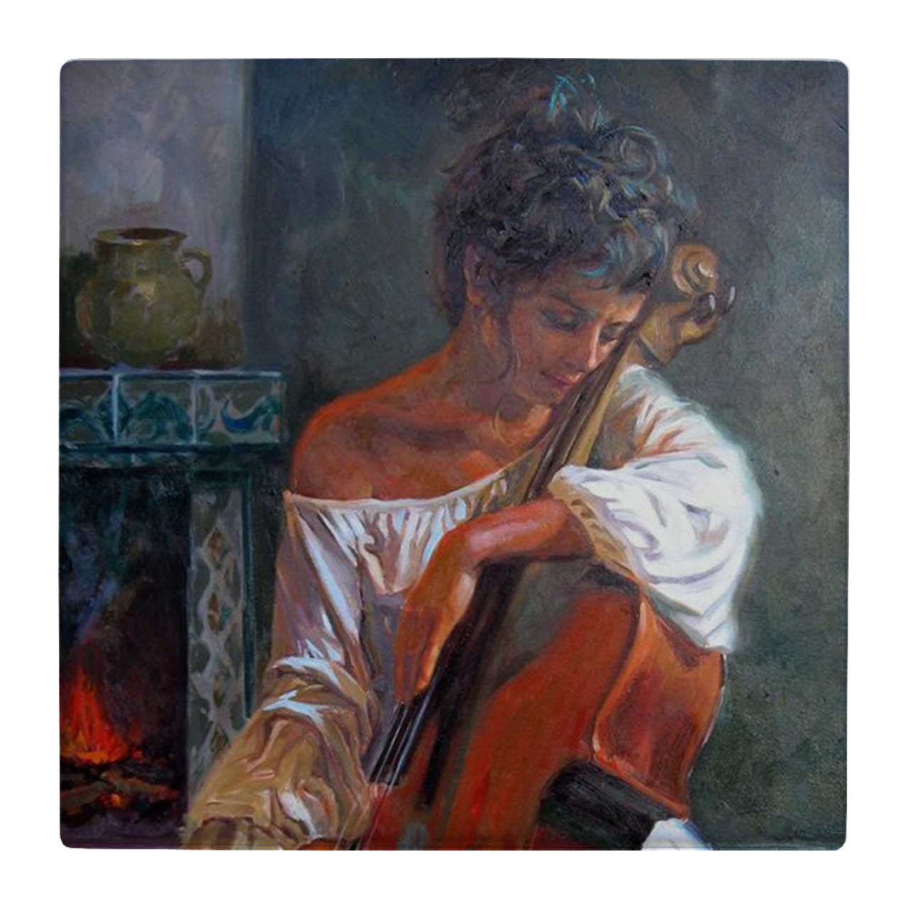 کاشی کارنیلا طرح بانوی ویالن سل نواز کد wk4618