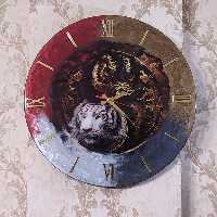 ساعت دیواری رزینی طرح شیر سیاه و سفید قطر 40 سانتیمتر  کد 1031