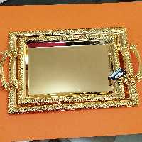 سینی پذیرایی نجیب طلایی دو تکه اندازه 40 در 32 و اندازه  30 در 22