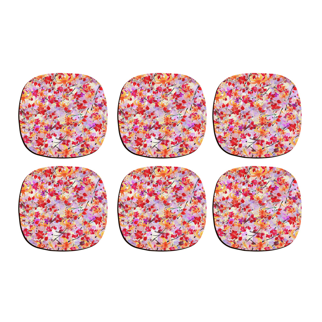 زیر لیوانی ترمه طراحان ایده مدل بافت گل های نارنجی کد cfp041 بسته شش عددی